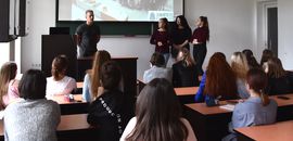 A lecture to students entitled “Erasmus+: how to study abroad”